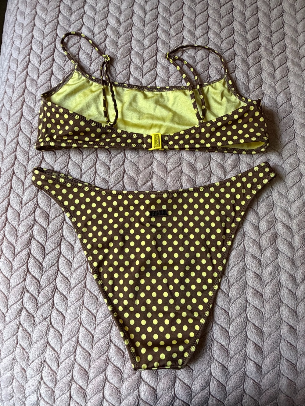 TRIANGL Brown and Yellow Polka Dot Mica - Cookie Scoop Bikini Set - Picture 5 of 7